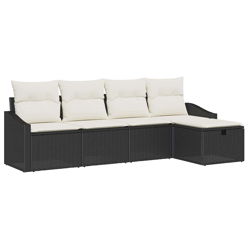 Sofa Sæt med pude med opbevaring Sort polyrattan