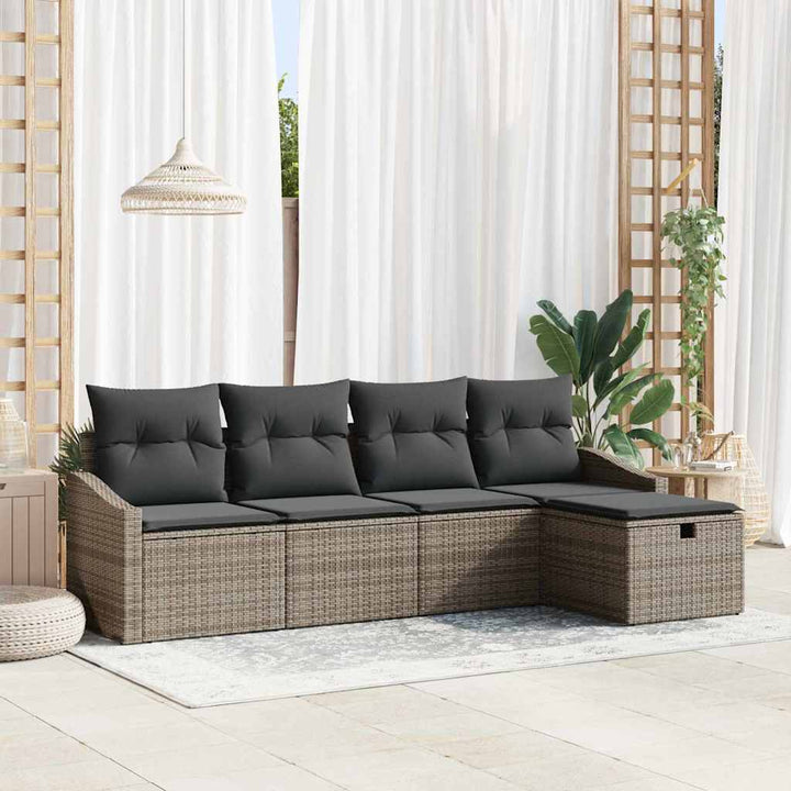 Sofa Sæt 5 stk. Grå polyrattan