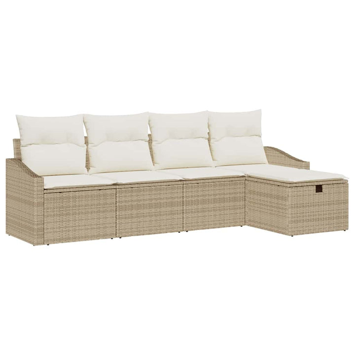 Sofa Sæt med pude med opbevaring 5 pcs Beige polyrattan