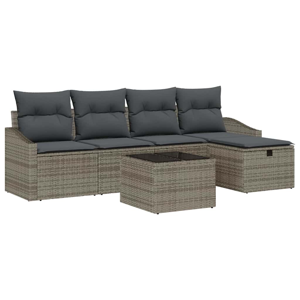 Sofa Sæt 6 stk. Grå polyrattan