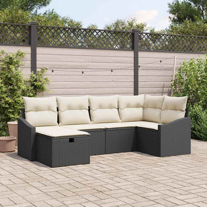 Sofa Sæt 6 stk. Sort og Cream polyrattan