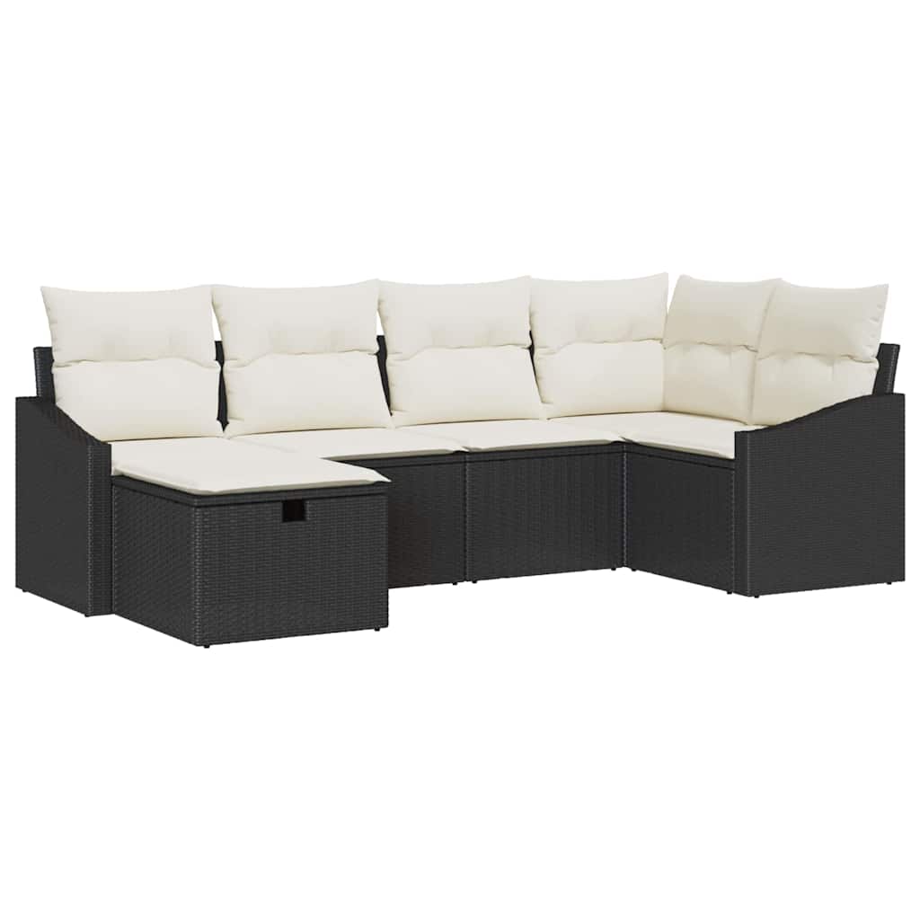Sofa Sæt 6 stk. Sort og Cream polyrattan