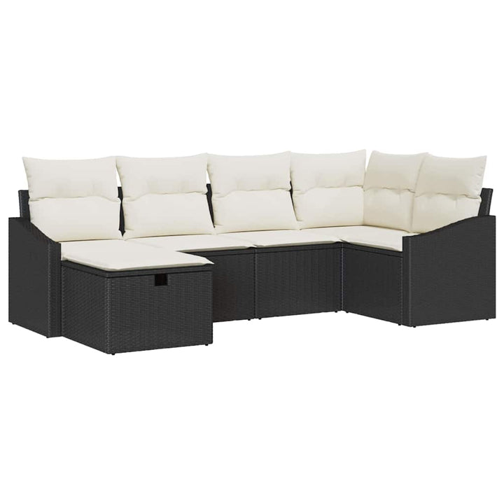 Sofa Sæt 6 stk. Sort og Cream polyrattan