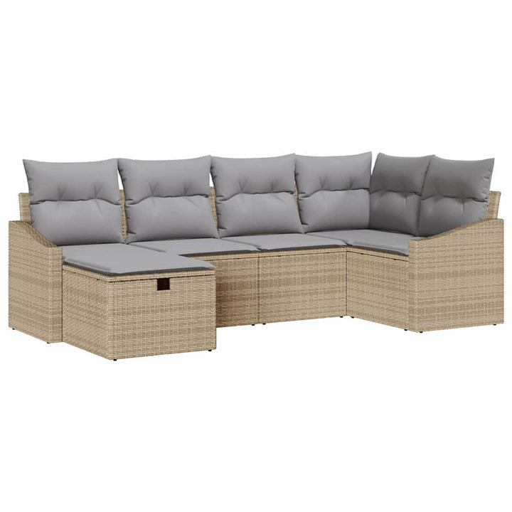 Sofa Sæt 6 stk. Beige og lys grå polyrattan