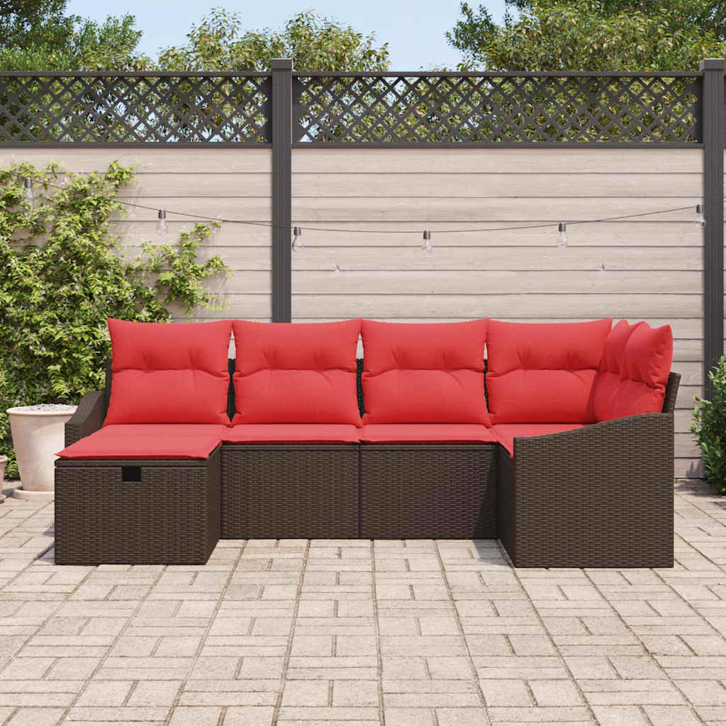 Sofa Sæt 6 stk. Brun polyrattan