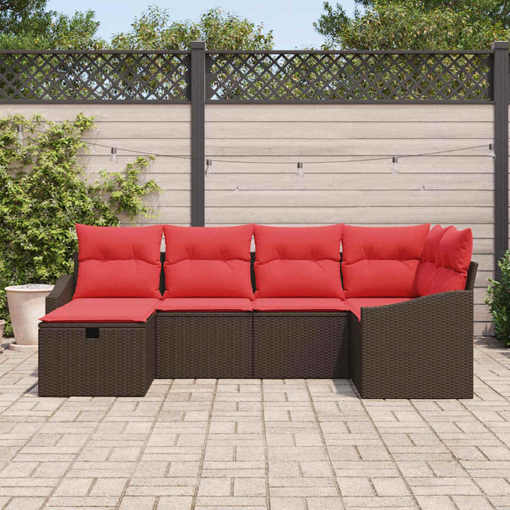 Sofa Sæt 6 stk. Brun polyrattan