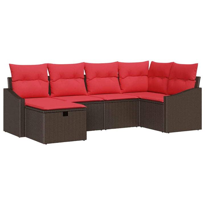 Sofa Sæt 6 stk. Brun polyrattan