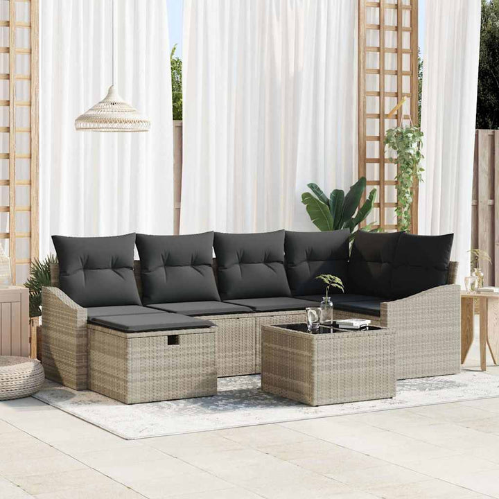 Sofa Sæt 7 stk. Lys Grå og Grå polyrattan