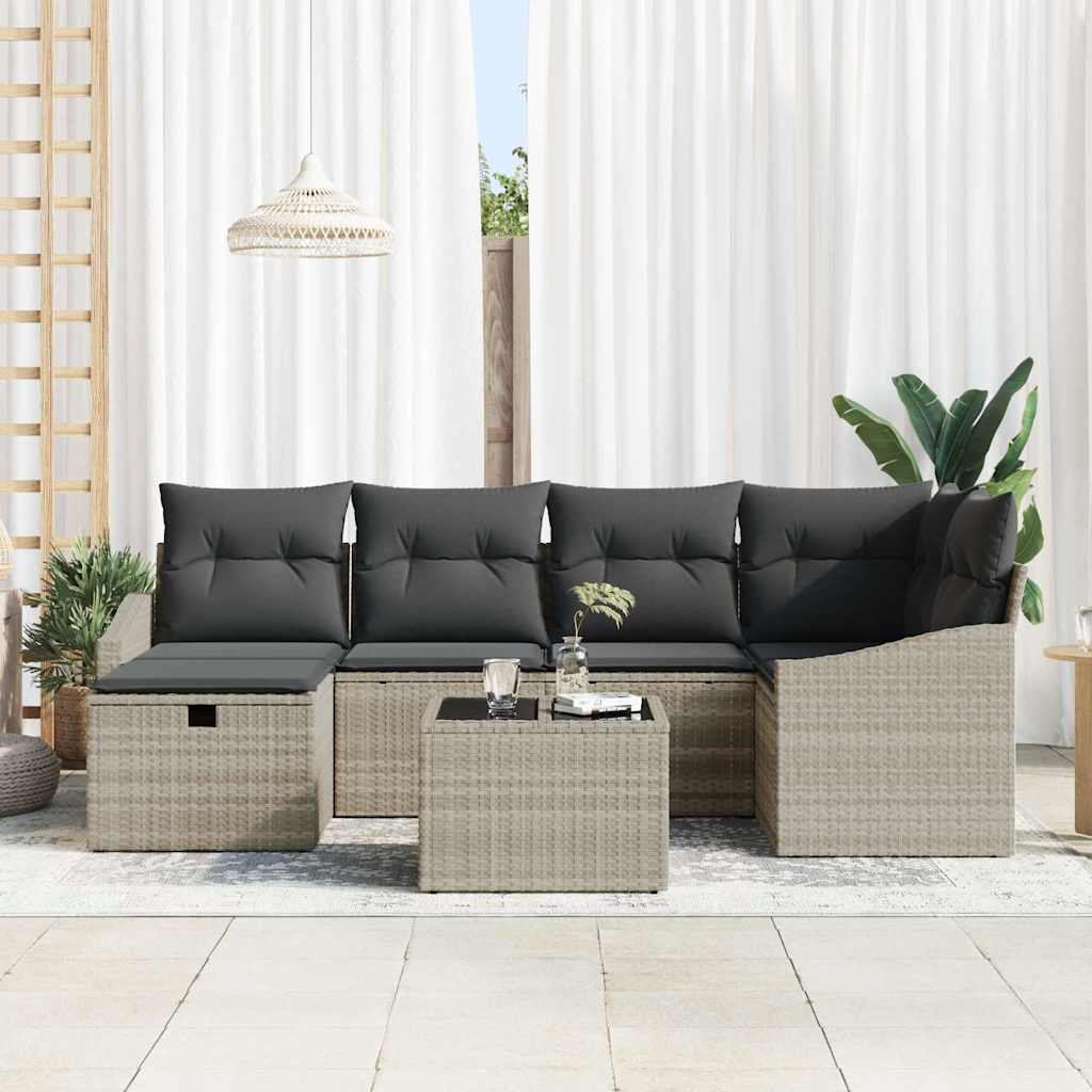 Sofa Sæt 7 stk. Lys Grå og Grå polyrattan
