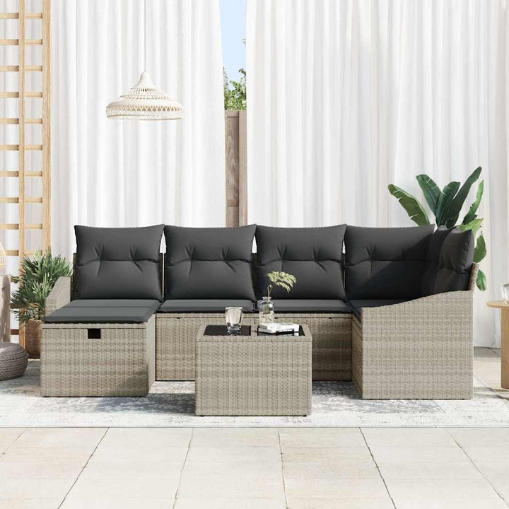 Sofa Sæt 7 stk. Lys Grå og Grå polyrattan