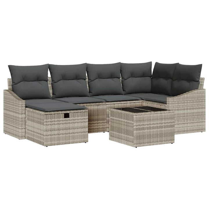 Sofa Sæt 7 stk. Lys Grå og Grå polyrattan