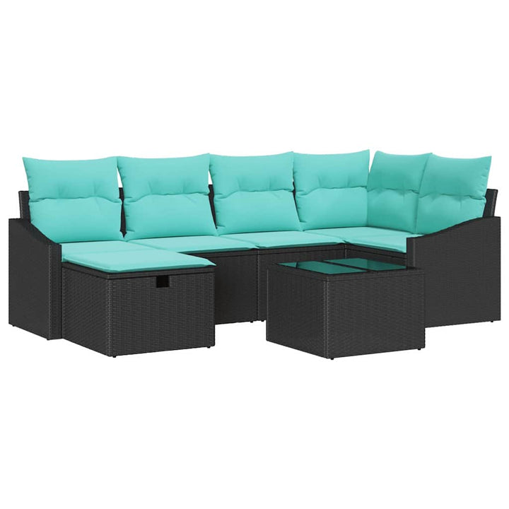 Sofa Sæt med pude med opbevaring Sort polyrattan