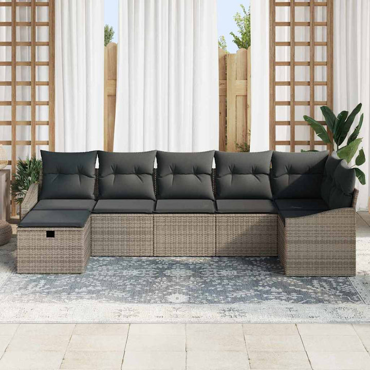 Sofa Sæt 7 stk. Grå polyrattan