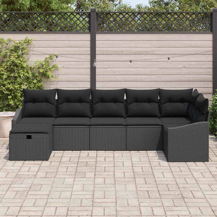 Sofa Sæt med pude med opbevaring Sort polyrattan