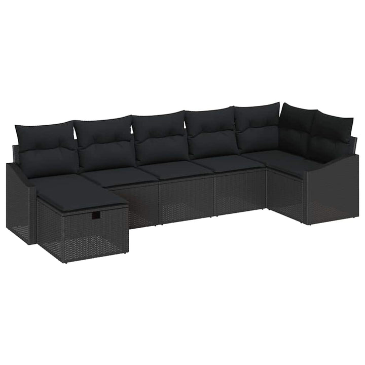 Sofa Sæt med pude med opbevaring Sort polyrattan