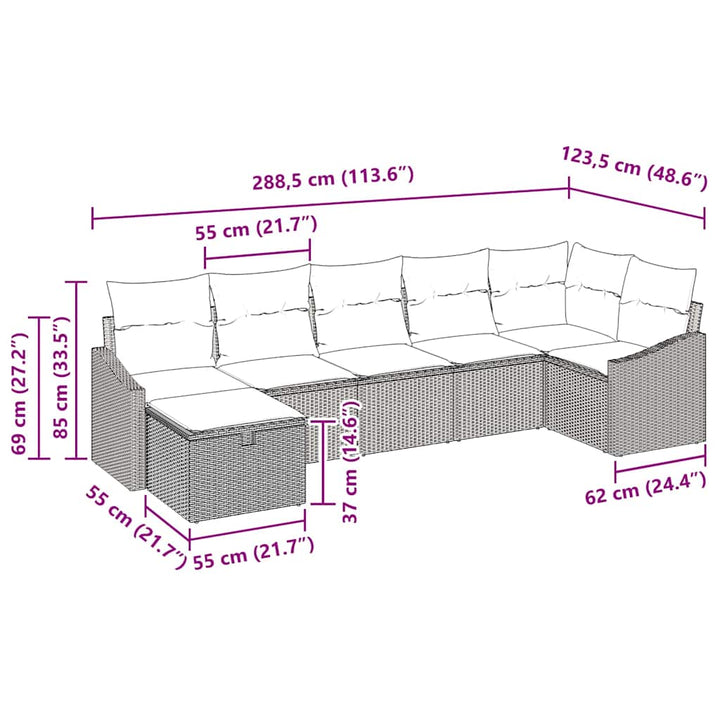 Sofa Sæt med pude med opbevaring Sort polyrattan