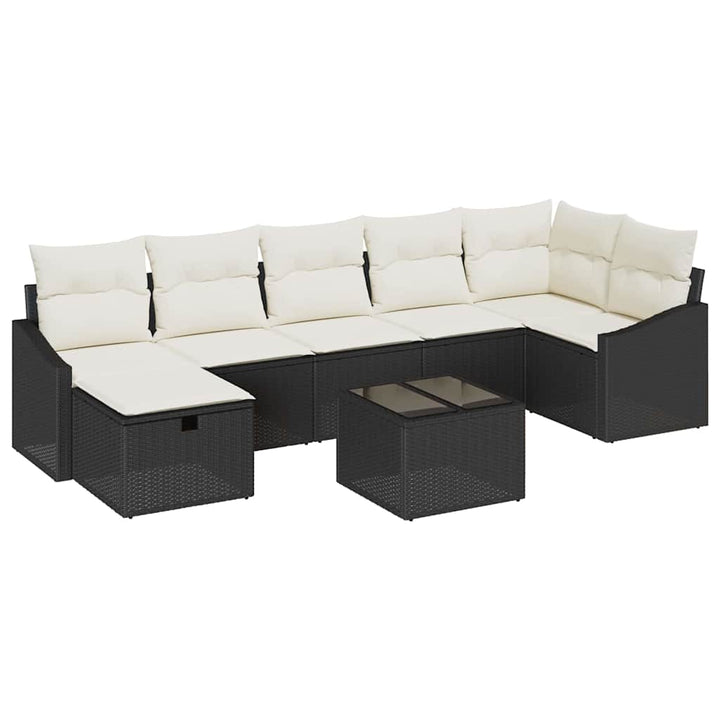 Sofa Sæt med pude med opbevaring 8 pcs Sort polyrattan