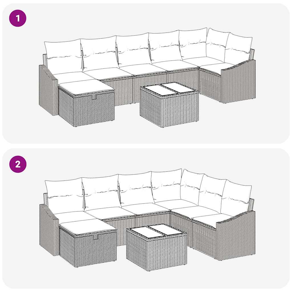 Sofa Sæt 8 stk. Grå polyrattan