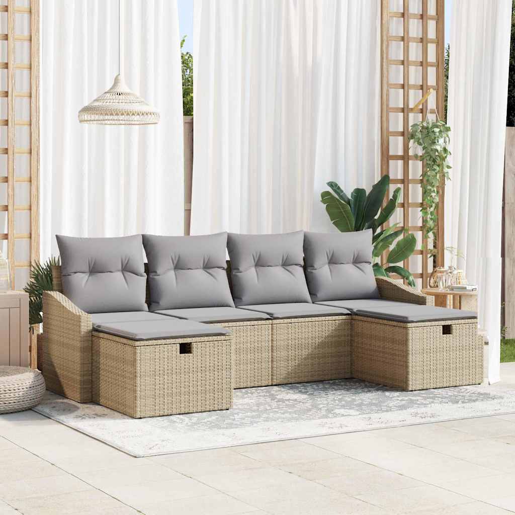 Havesofa Sæt 6 stk. polyrattan