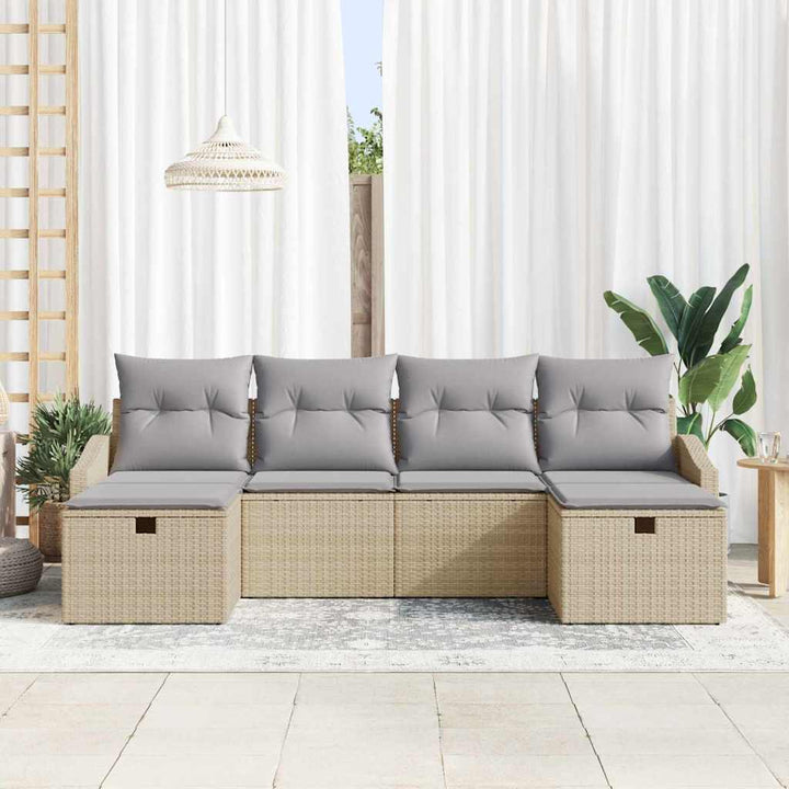Havesofa Sæt 6 stk. polyrattan