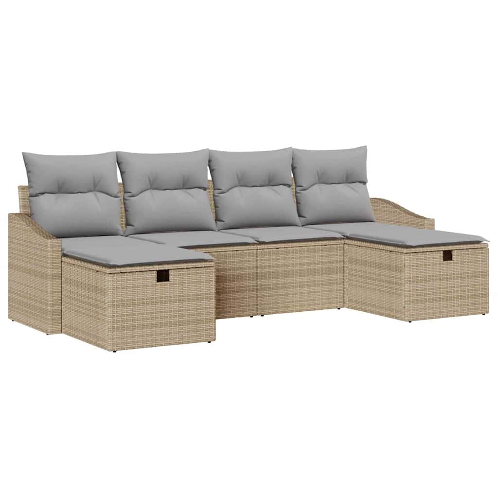Havesofa Sæt 6 stk. polyrattan