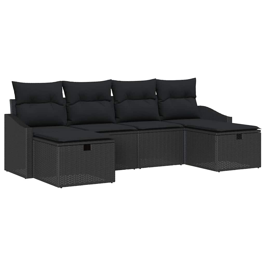 Havesofa Sæt med pude med opbevaring 6 pcs polyrattan
