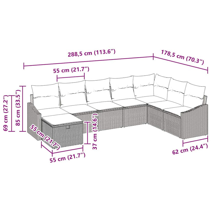 Havesofa Sæt 8 stk. polyrattan