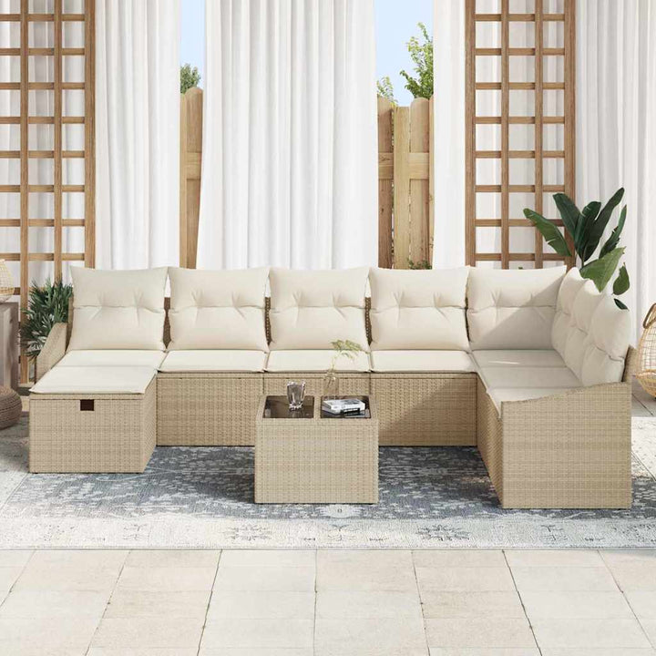 Havesofa Sæt med pude med opbevaring 9 pcs polyrattan