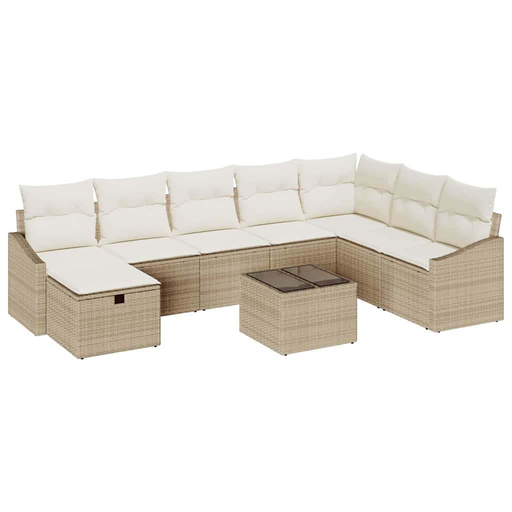 Havesofa Sæt med pude med opbevaring 9 pcs polyrattan