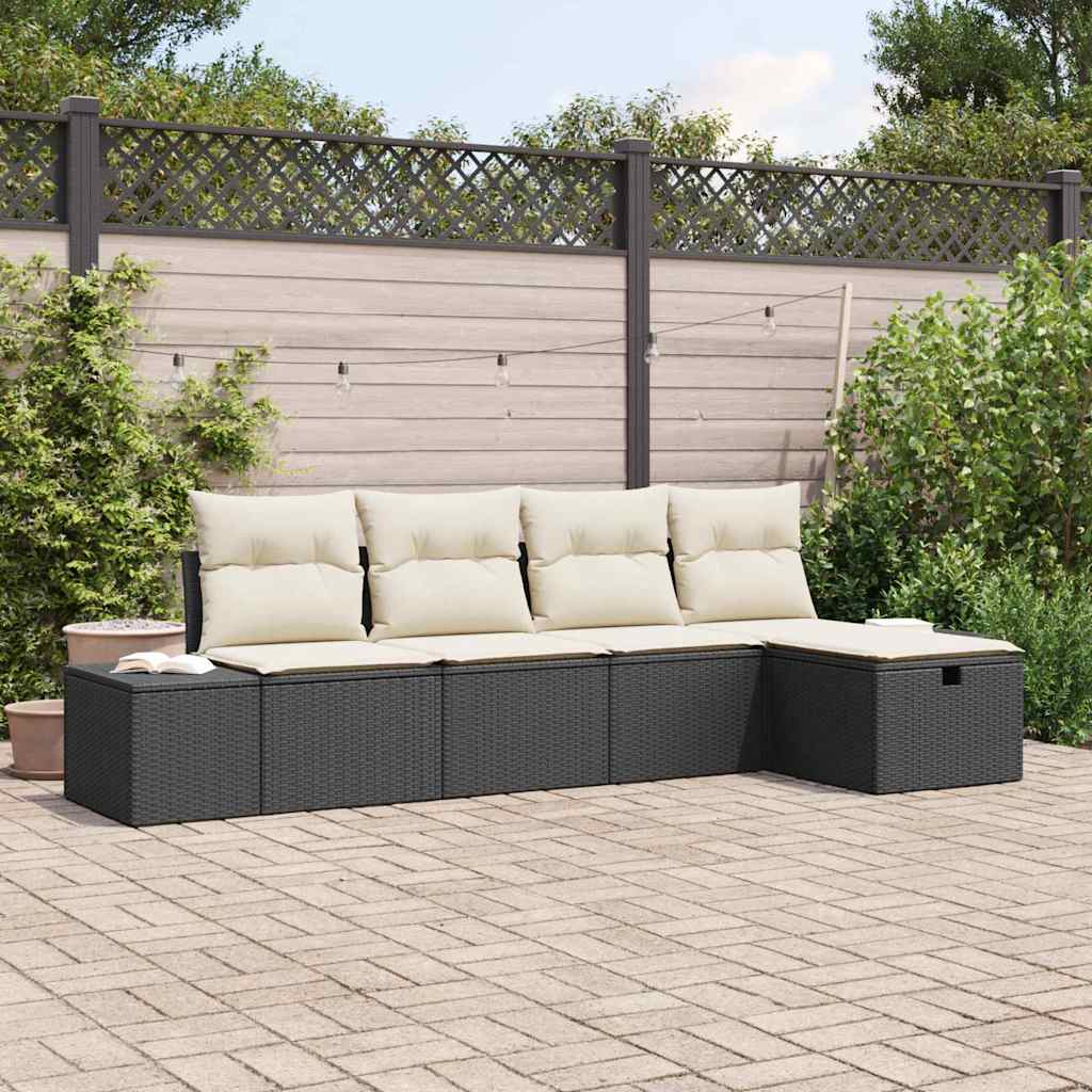 Havesofa Sæt med pude 5 pcs polyrattan