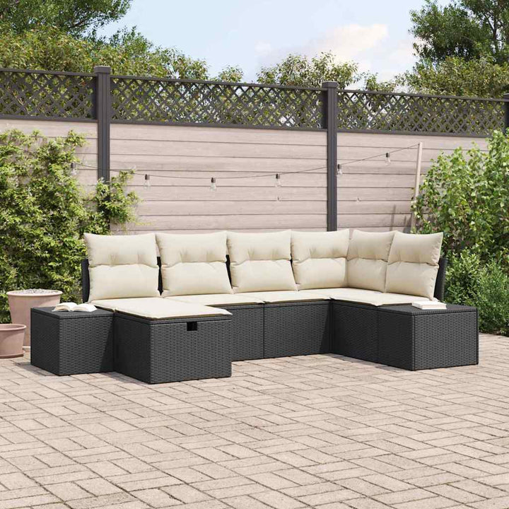 Havesofa Sæt 6 stk. Sort polyrattan
