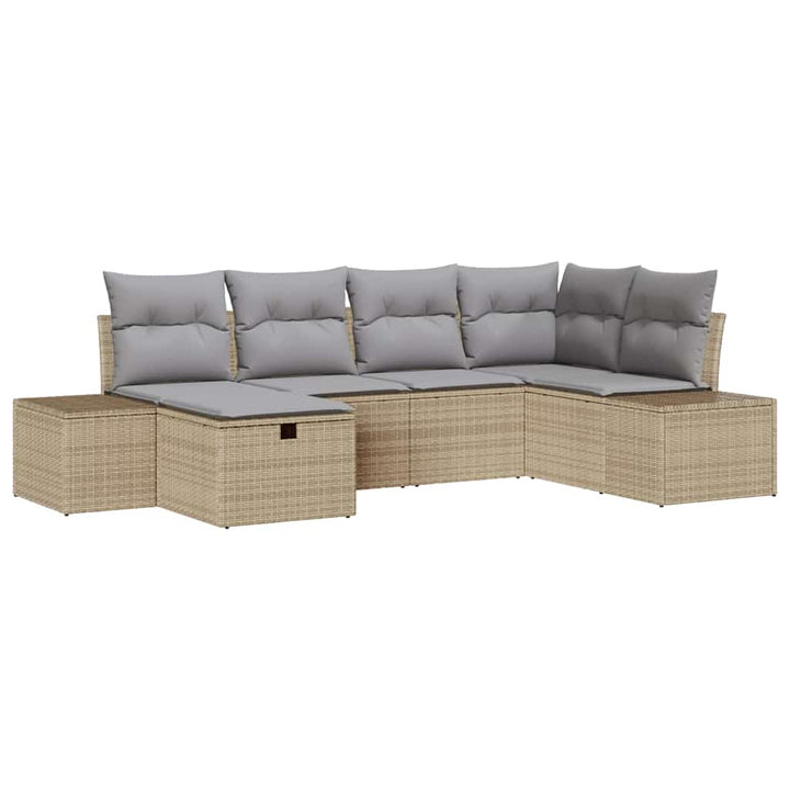 Havesofa Sæt 6 stk. Beige polyrattan