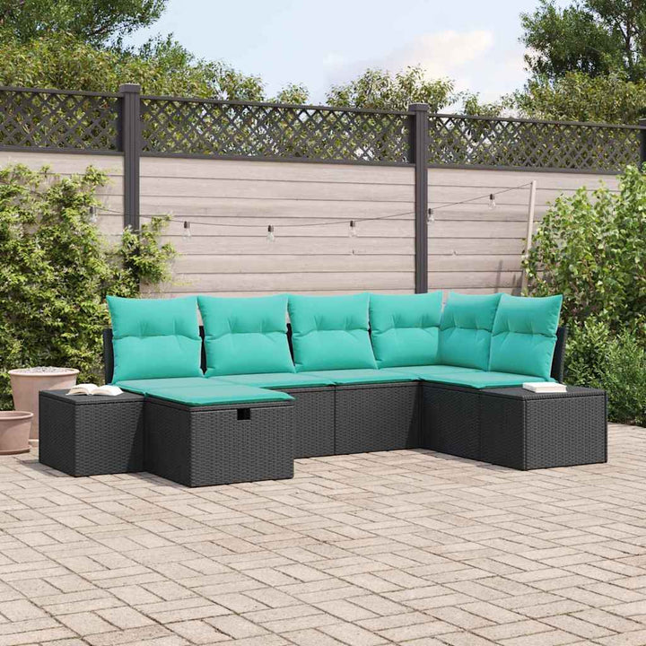 Havesofa Sæt 6 stk. Sort polyrattan