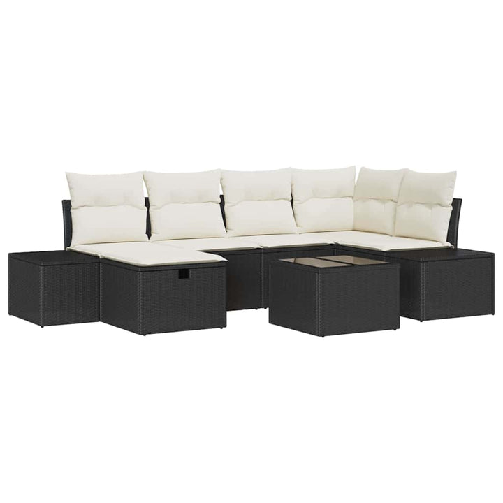 Havesofa Sæt 7 stk. Sort polyrattan