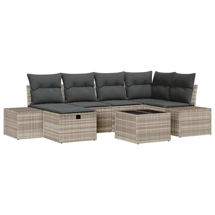 Havesofa Sæt 7 stk. Lysegrå polyrattan