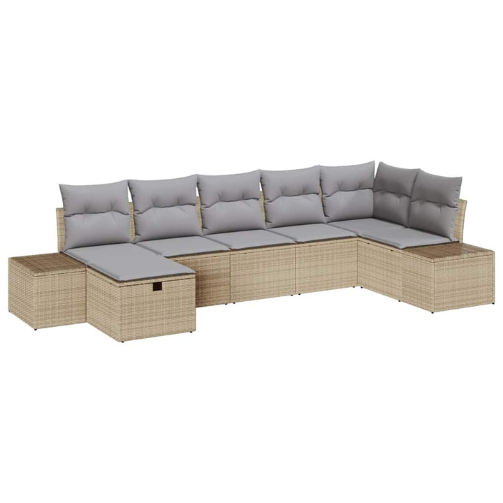 Havesofa Sæt 7 stk. Beige polyrattan