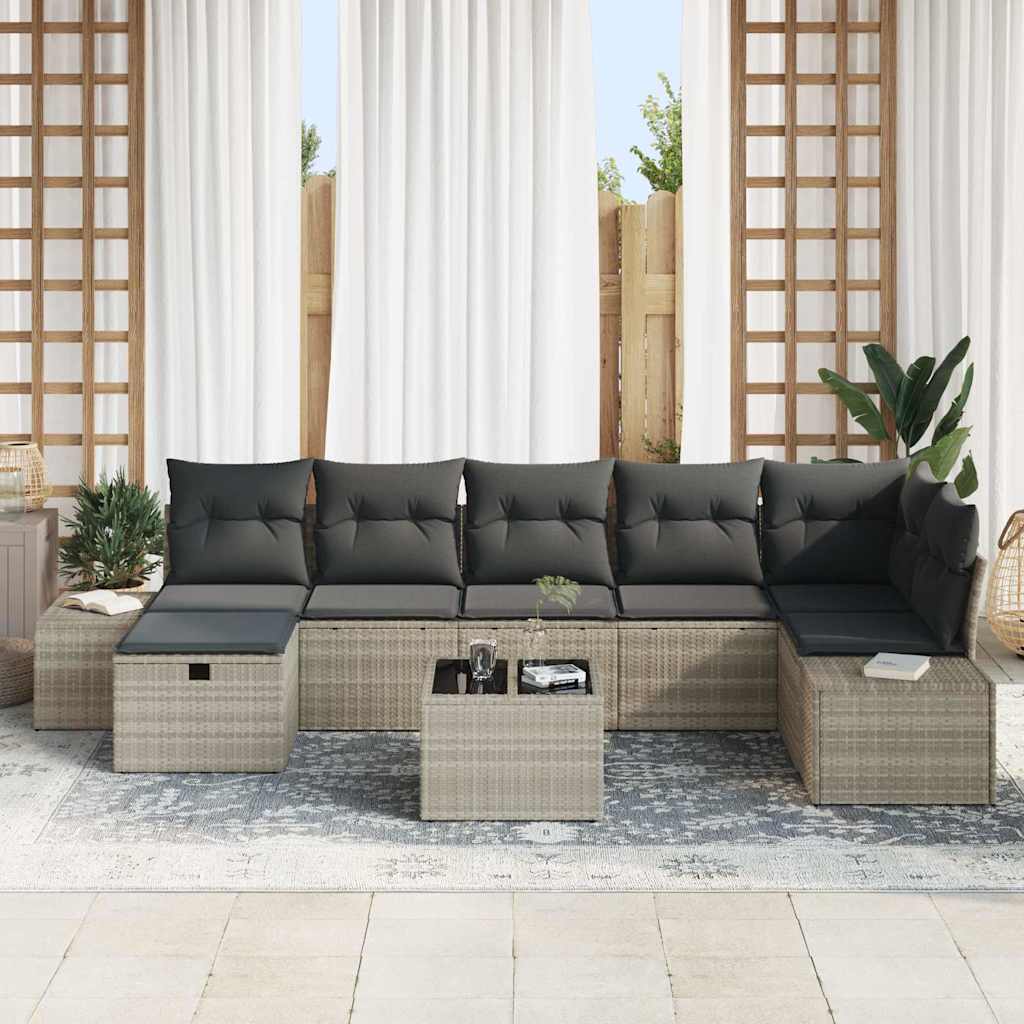 Havesofa Sæt 8 stk. Lysegrå polyrattan