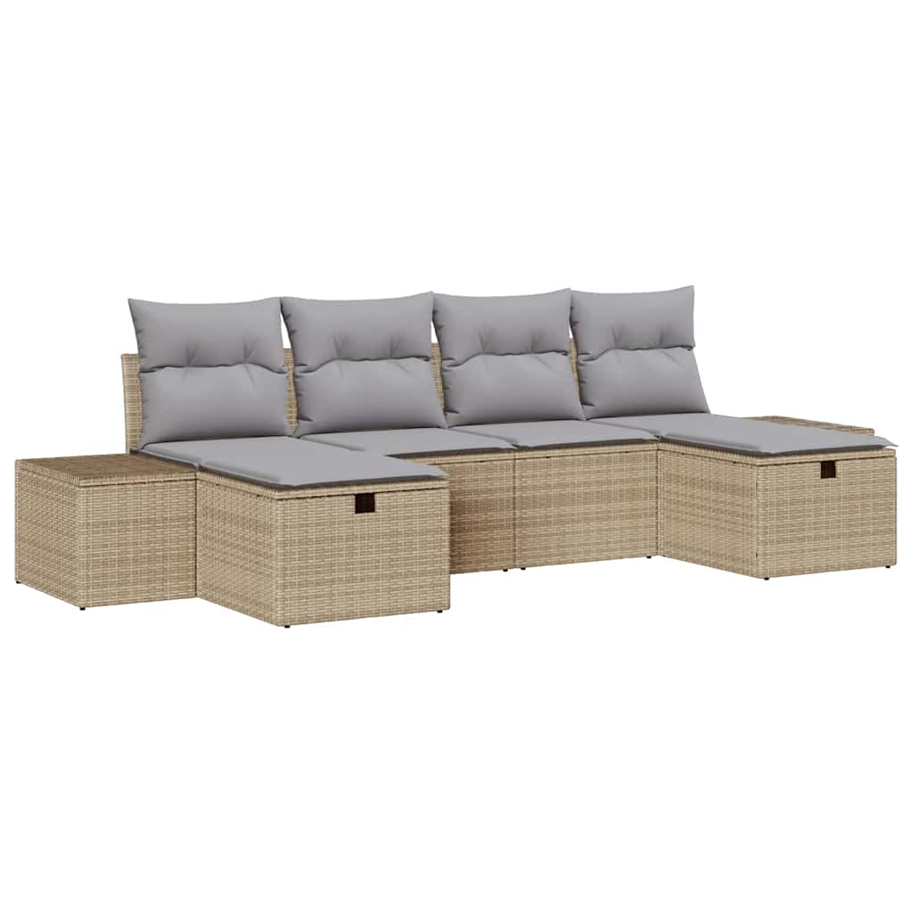 Havesofa Sæt 6 stk. Beige polyrattan