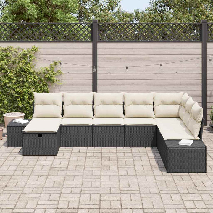 Havesofa Sæt 8 stk. Sort polyrattan