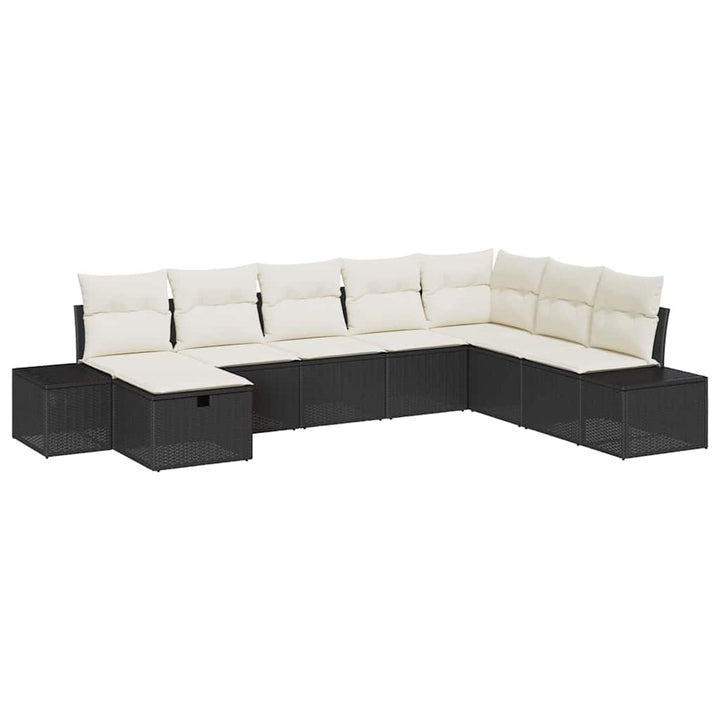 Havesofa Sæt 8 stk. Sort polyrattan