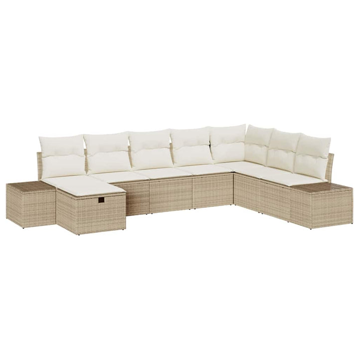 Havesofa Sæt med pude 8 pcs Beige polyrattan