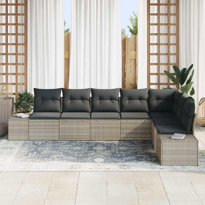 Havesofa Sæt 8 stk. Lysegrå polyrattan