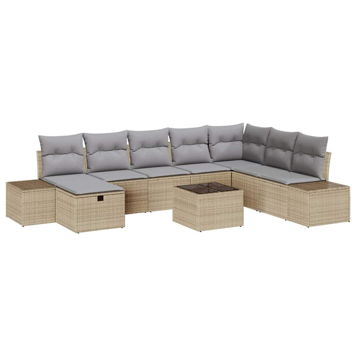 Havesofa Sæt 9 stk. Beige polyrattan