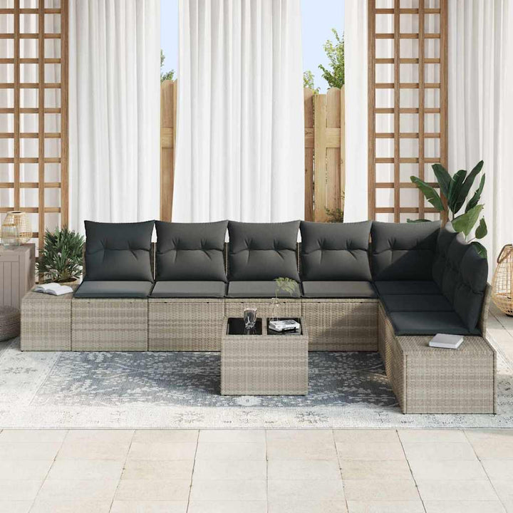 Havesofa Sæt 9 stk. Lysegrå polyrattan