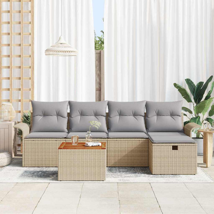 Havesofa Sæt 6 stk. Beige polyrattan