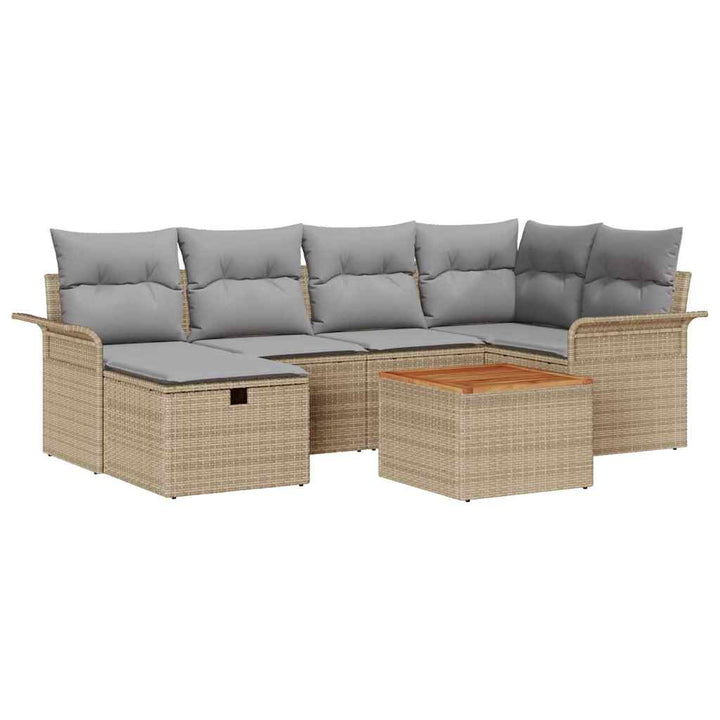 Havesofa Sæt 7 stk. Beige polyrattan