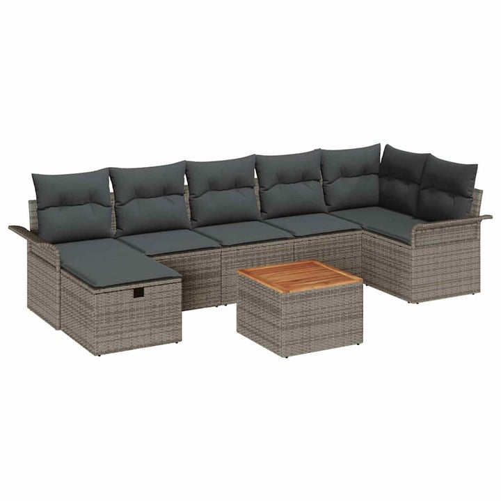 Havesofa Sæt 8 stk. Grå polyrattan