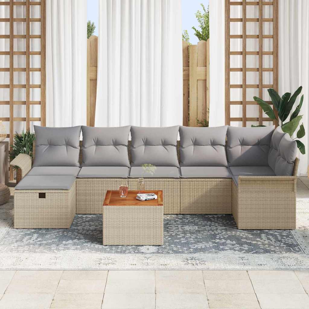 Havesofa Sæt 8 stk. Beige polyrattan