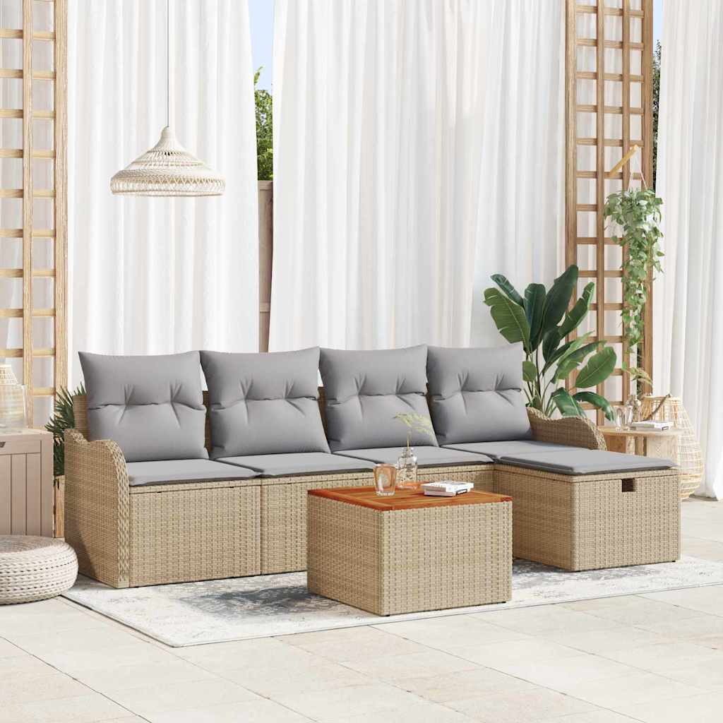 Havesofa Sæt 6 stk. Beige polyrattan