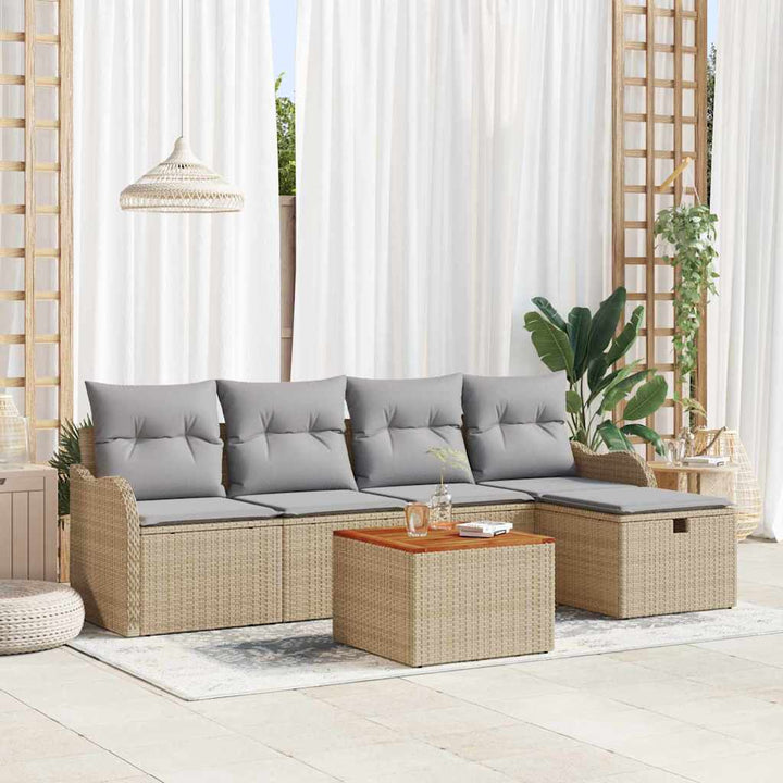 Havesofa Sæt 6 stk. Beige polyrattan